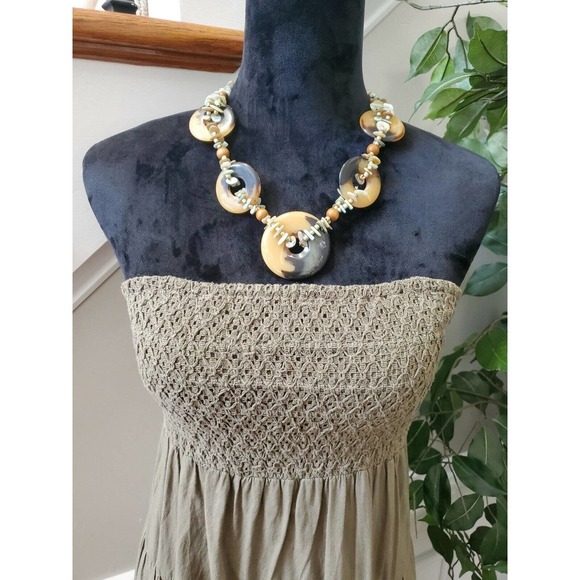 Mudd Women's Solid Brown 100% Cotton Off the Shoulder Long Maxi Dress Size Small - Picture 2 of 11